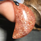 Strawberry Quartz Sunstone Pendant 25x13x7mm