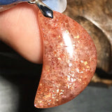 Strawberry Quartz Sunstone Pendant 25x13x7mm