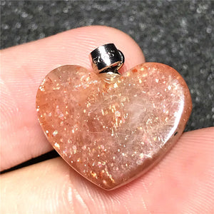 Strawberry Quartz Sunstone Pendant 925 Silver Jewelry
