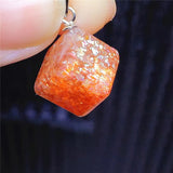 Sunstone Strawberry Quartz Pendant 10x10mm Rectangle Cube Women Love Jewelry