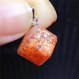 Sunstone Strawberry Quartz Pendant 10x10mm Rectangle Cube Women Love Jewelry