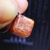 Sunstone Strawberry Quartz Pendant 10x10mm Rectangle Cube Women Love Jewelry