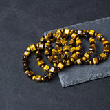 Yellow Tiger Eye Cube Beads Bracelet Gemstone 8x8mm Rectangle Jewelry AAAAAA