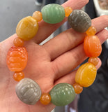 Natural Silk Jade Turtle Shell Bracelet Beads Elastic Bracelet