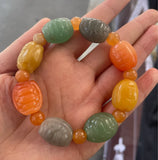 Natural Silk Jade Turtle Shell Bracelet Beads Elastic Bracelet