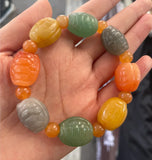 Natural Silk Jade Turtle Shell Bracelet Beads Elastic Bracelet