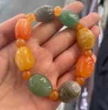 Natural Silk Jade Turtle Shell Bracelet Beads Elastic Bracelet