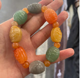 Natural Silk Jade Turtle Shell Bracelet Beads Elastic Bracelet