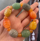 Natural Silk Jade Turtle Shell Bracelet Beads Elastic Bracelet