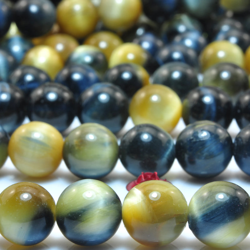 Golden Tiger's Eye Smooth Round Loose Beads Gemstone Bracelet Necklace