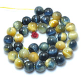 Golden Tiger's Eye Smooth Round Loose Beads Gemstone Bracelet Necklace