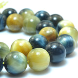 Golden Tiger's Eye Smooth Round Loose Beads Gemstone Bracelet Necklace
