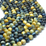 Golden Tiger's Eye Smooth Round Loose Beads Gemstone Bracelet Necklace