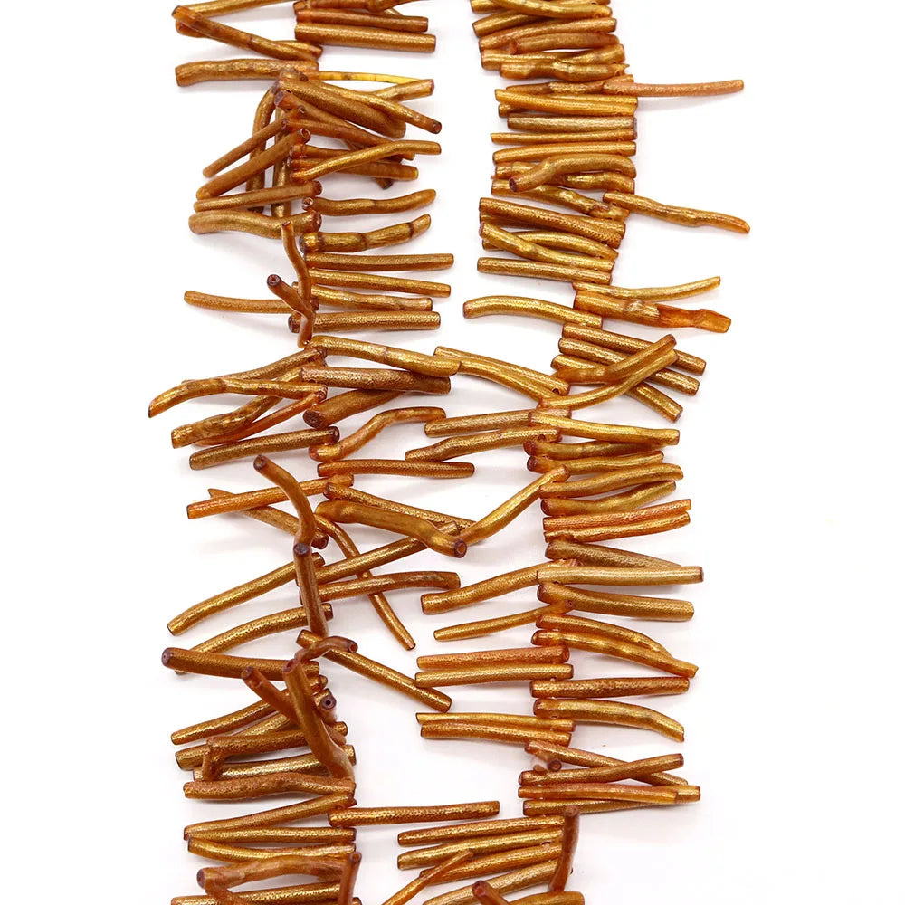 Golden Coral Beads Irregular Tube for Jewelry Making DIY Necklace Earring Charms