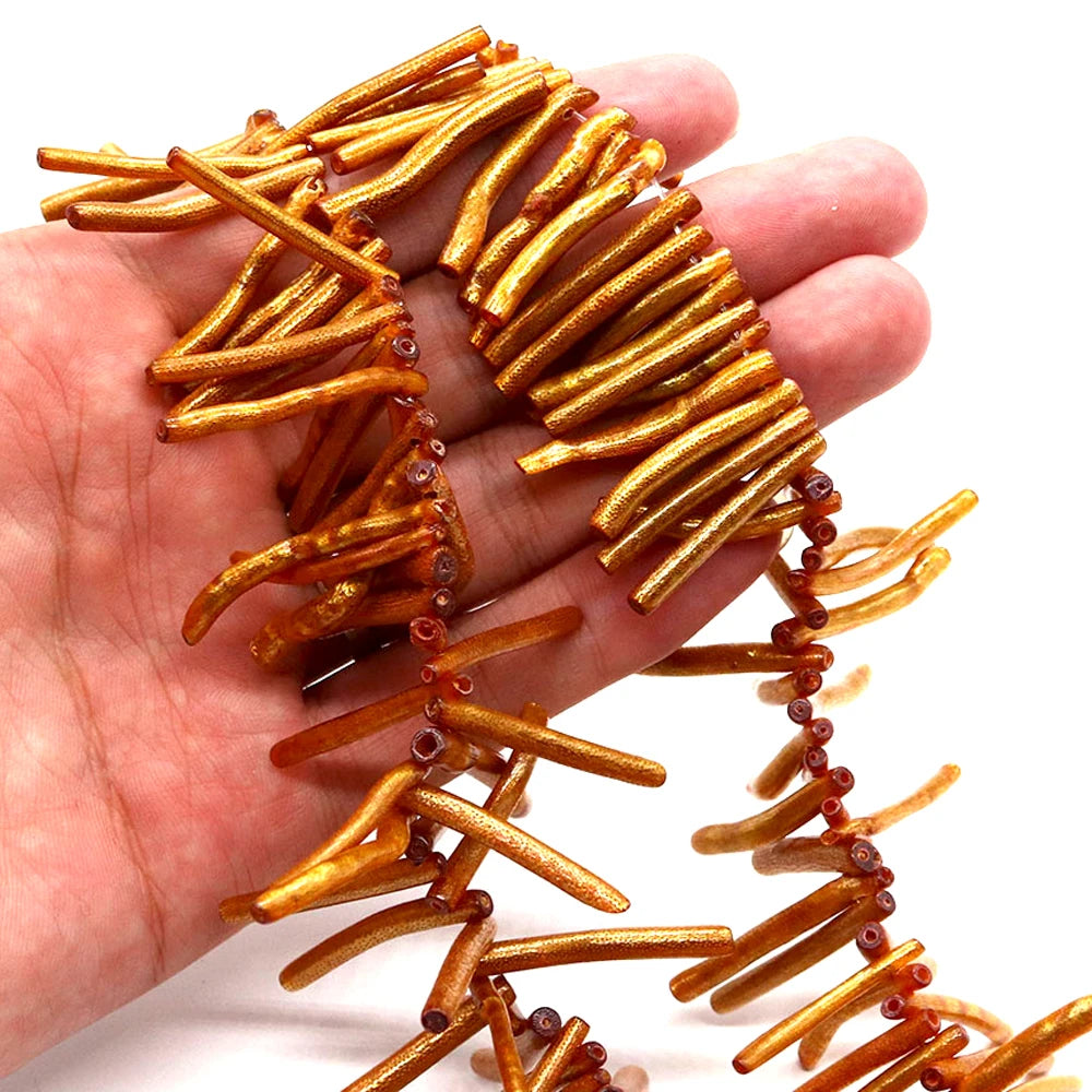 Golden Coral Beads Irregular Tube for Jewelry Making DIY Necklace Earring Charms