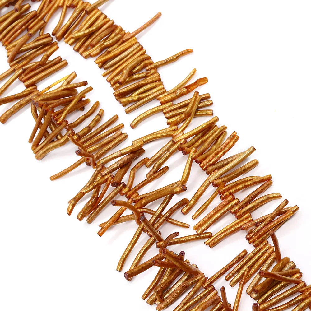 Golden Coral Beads Irregular Tube for Jewelry Making DIY Necklace Earring Charms