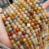 Golden Fortune Jades Stone Beads 4mm 6mm 8mm 10mm Strand Yellow Wire Lace 15''