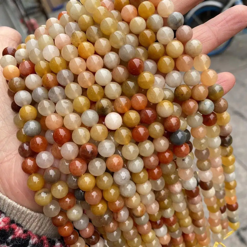 Golden Fortune Jades Stone Beads 4mm 6mm 8mm 10mm Strand Yellow Wire Lace 15''