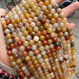 Golden Fortune Jades Stone Beads 4mm 6mm 8mm 10mm Strand Yellow Wire Lace 15''