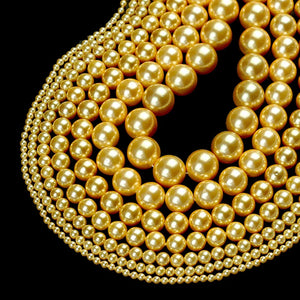 Golden Shell Pearl Beads Round Loose Spacer Beads DIY Jewelry Making 15''