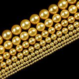 Golden Shell Pearl Beads Round Loose Spacer Beads DIY Jewelry Making 15''