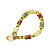 Golden Silk Jade Bamboo Bracelet Women Emerald Gemstone Jewelry