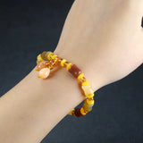 Golden Silk Jade Bamboo Bracelet Women Gemstone Jewelry