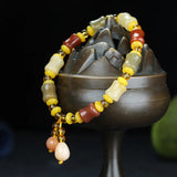 Golden Silk Jade Bamboo Bracelet Women Gemstone Jewelry