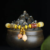 Golden Silk Jade Bamboo Bracelet Women Gemstone Jewelry