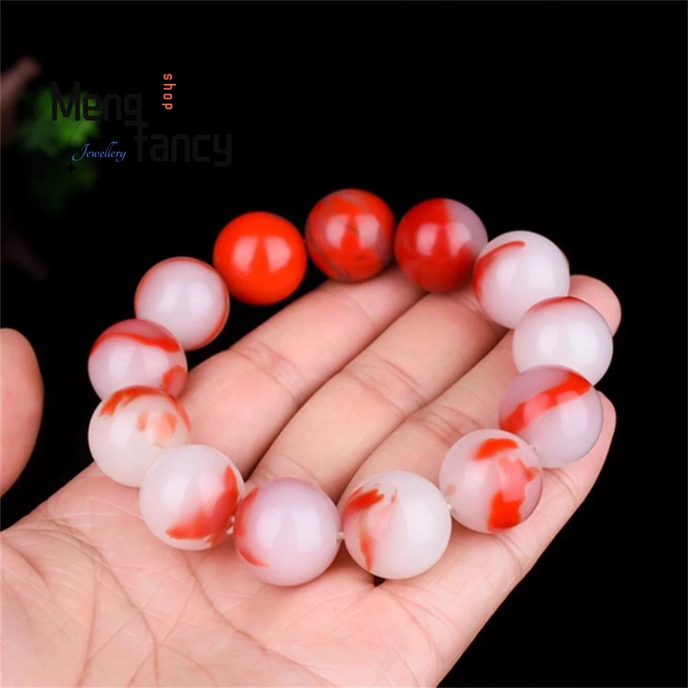 Golden Silk Jade Chicken Blood Bracelet Charms Jewelry Couple Holiday