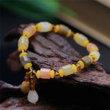 Colorful Jade Beads Bracelet Hand-Carved Charm Jewelry