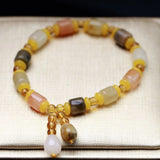 Colorful Jade Beads Bracelet Hand-Carved Charm Jewelry