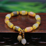 Colorful Jade Beads Bracelet Hand-Carved Charm Jewelry