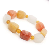 Golden Silk Jade Charm Bead Bracelet Lucky Healing Jewelry