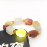 Golden Silk Jade Charm Bead Bracelet Lucky Healing Jewelry