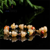 Golden Silk Jade Orchid Gourd Bracelet Charms Fine Jewelry Bangle