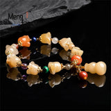 Golden Silk Jade Orchid Gourd Bracelet Charms Fine Jewelry Bangle