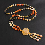 Golden Silk Jade Charm Necklace Hand-Carved Luck Amulet Gift