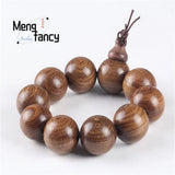 Golden Silk Wood Buddha Bead Bracelet Charms Amulet Fine Jewelry Bangle