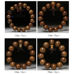 Golden Silk Wood Buddha Bead Bracelet Charms Amulet Fine Jewelry Bangle