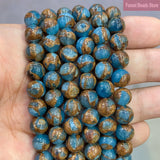 Natural Golden Stripe Lake Cloisonne Stone Round Beads