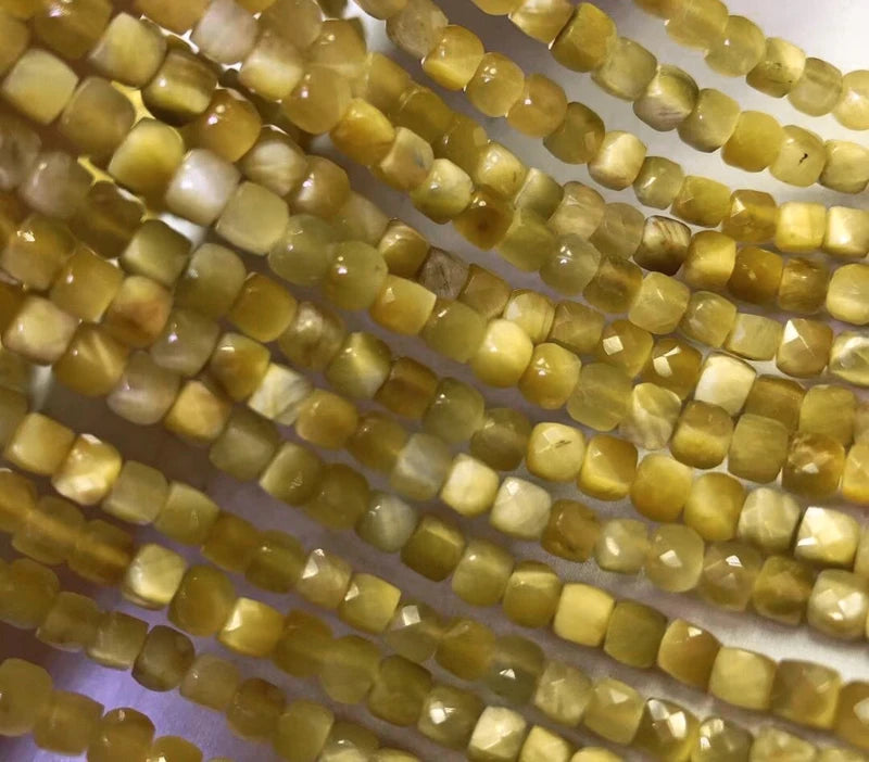 Golden Tiger Eye Faceted Cube Beads for Jewelry Making
