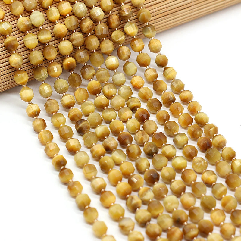 Golden Tiger Eye Stone Beads 8mm Faceted Round for Jewelry Making DIY