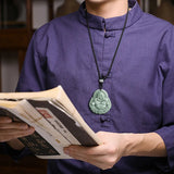 Natural A Jade Green Jadeite Coin Buddha Pendant Lucky Gift