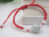 Natural A Jade Hollow Round Bead Red Bracelet Good Luck