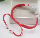 Natural A Jade Hollow Round Bead Red Bracelet Good Luck