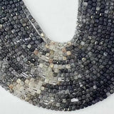 Natural Gradient Rutiled Quartz Faceted Cube Beads for Jewelry Making