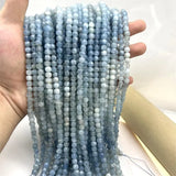Natural Gradient Aquamarine Faceted Cube Cut Stone Beads
