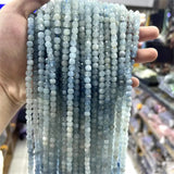 Natural Gradient Aquamarine Faceted Cube Cut Stone Beads