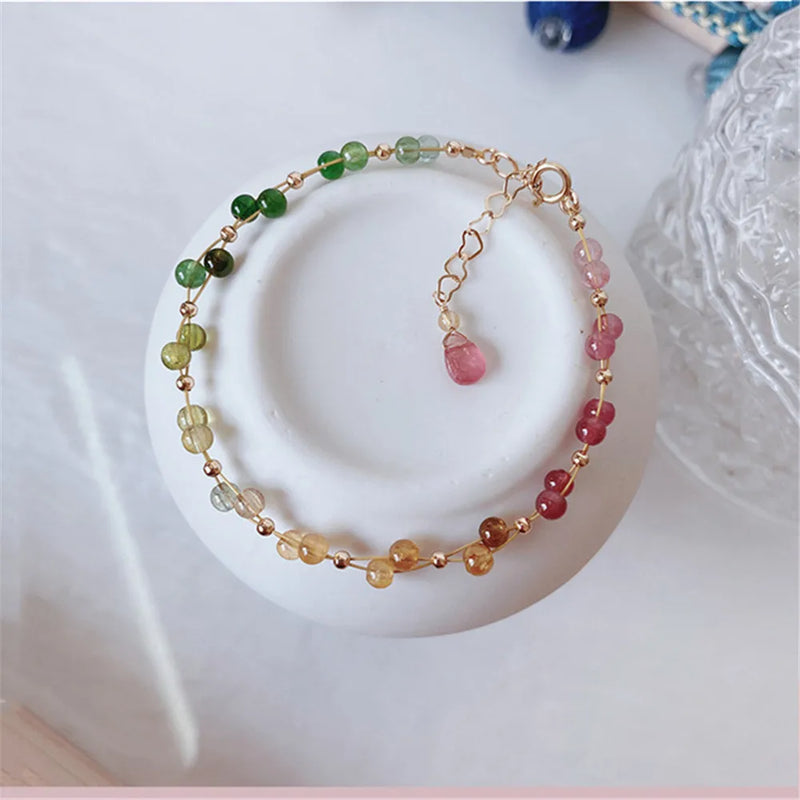 Tourmaline Braided 14K Filled Bracelet for Women